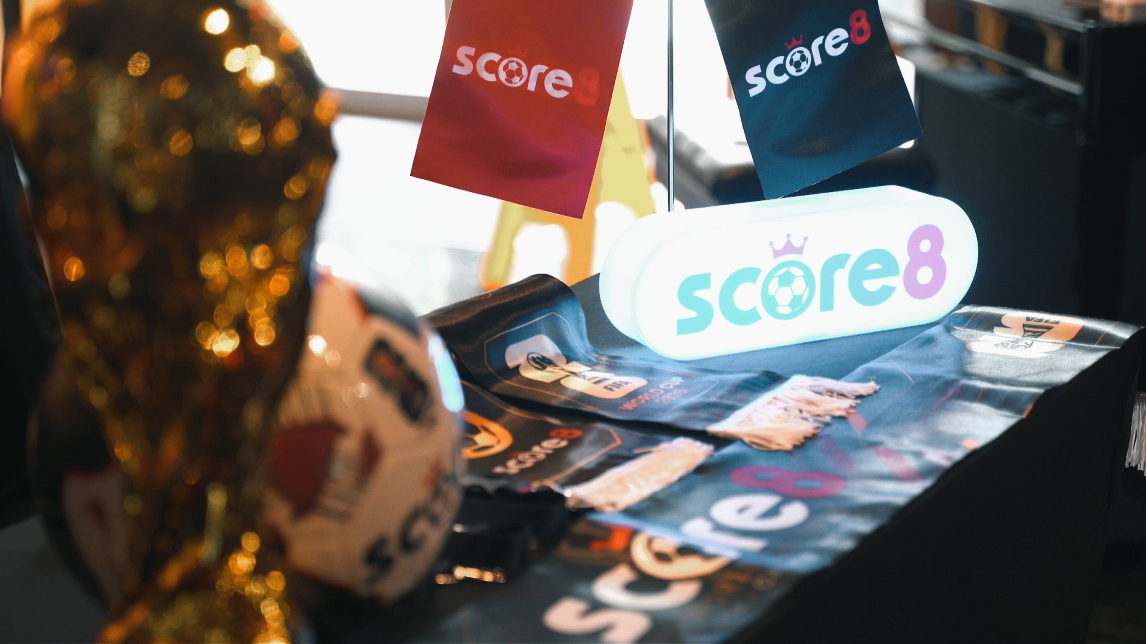 Score8 event display and branded merchandise